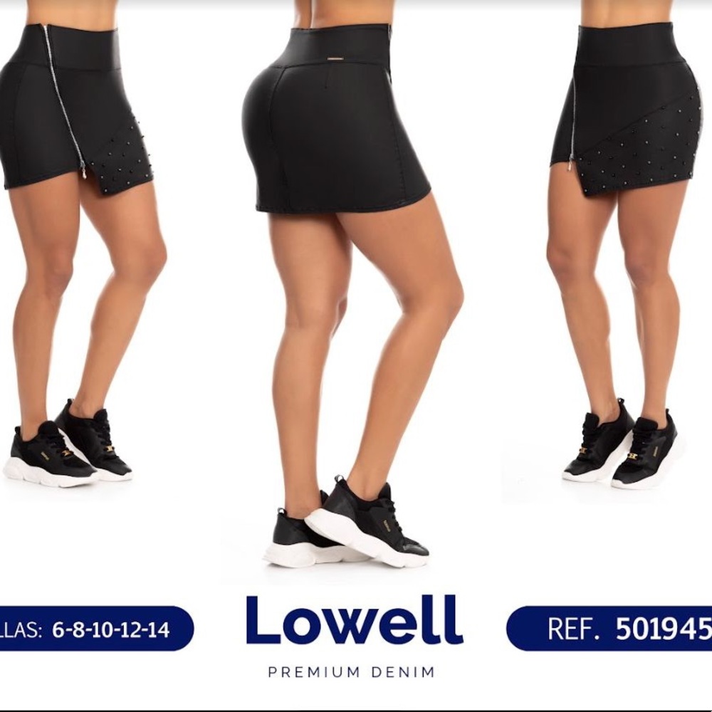 🇨🇴 LOWELL JEANS, Colombian Fashion Tight Black Faux Leather Skirt